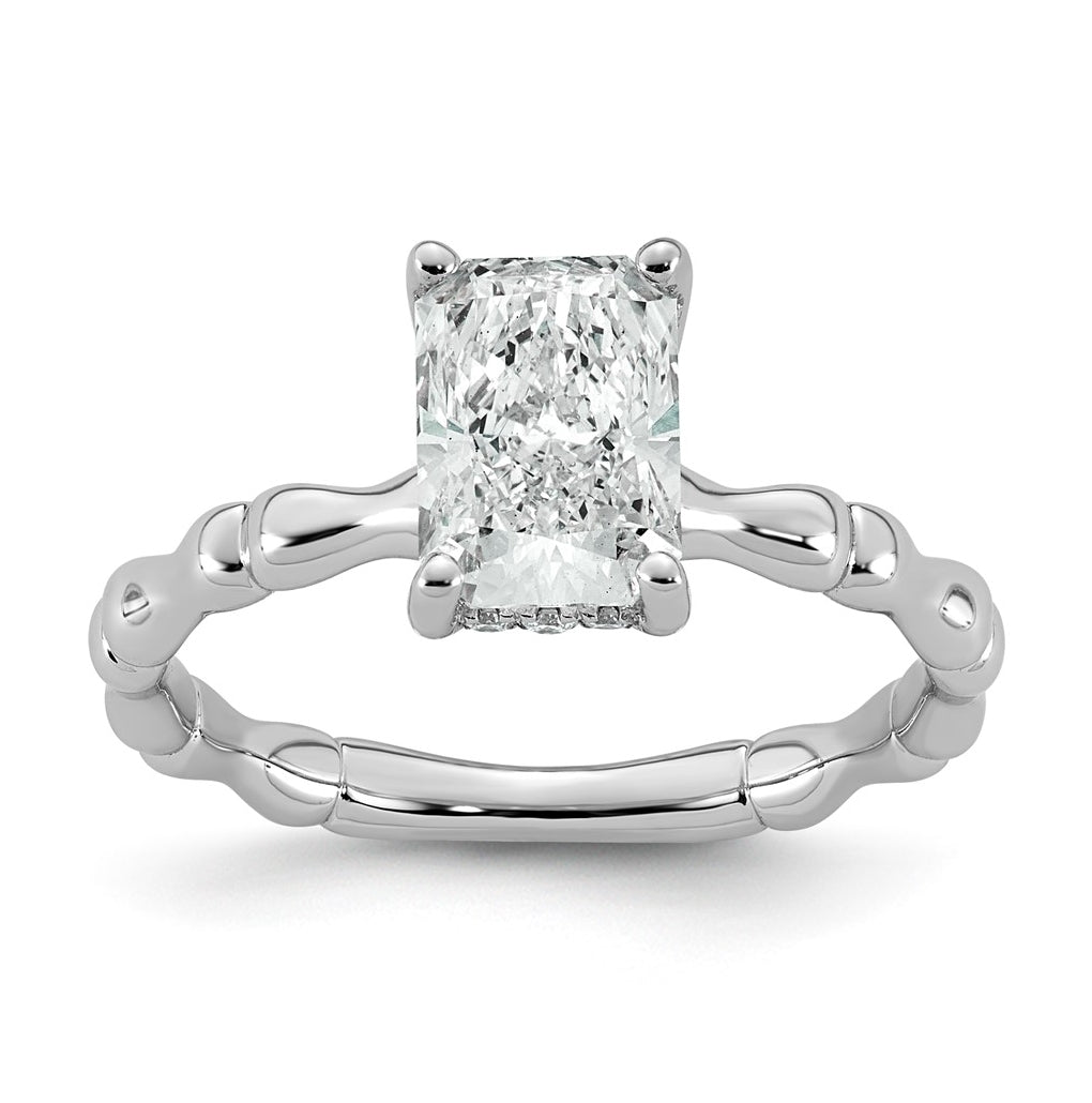 14K White Gold 1 5/8ct Certified Radiant Center Lab Grown Diamond VS+ F+ Ring
