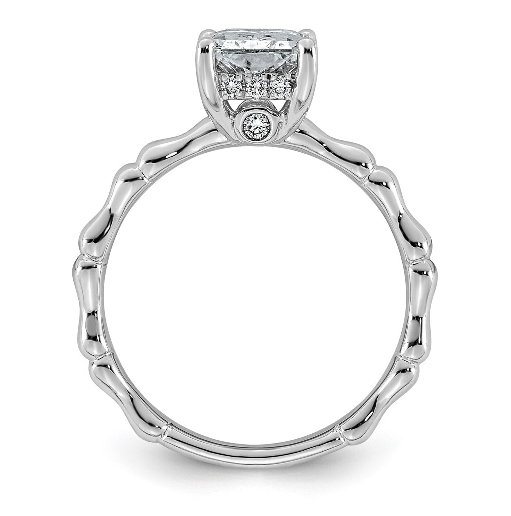 14K White Gold 2 1/8ct Certified Radiant Center Lab Grown Diamond VS+ F+ Ring