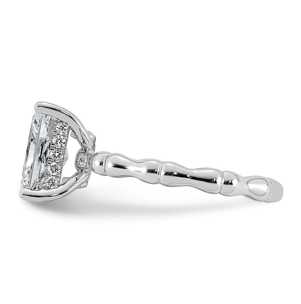 14K White Gold 2 1/8ct Certified Radiant Center Lab Grown Diamond VS+ F+ Ring