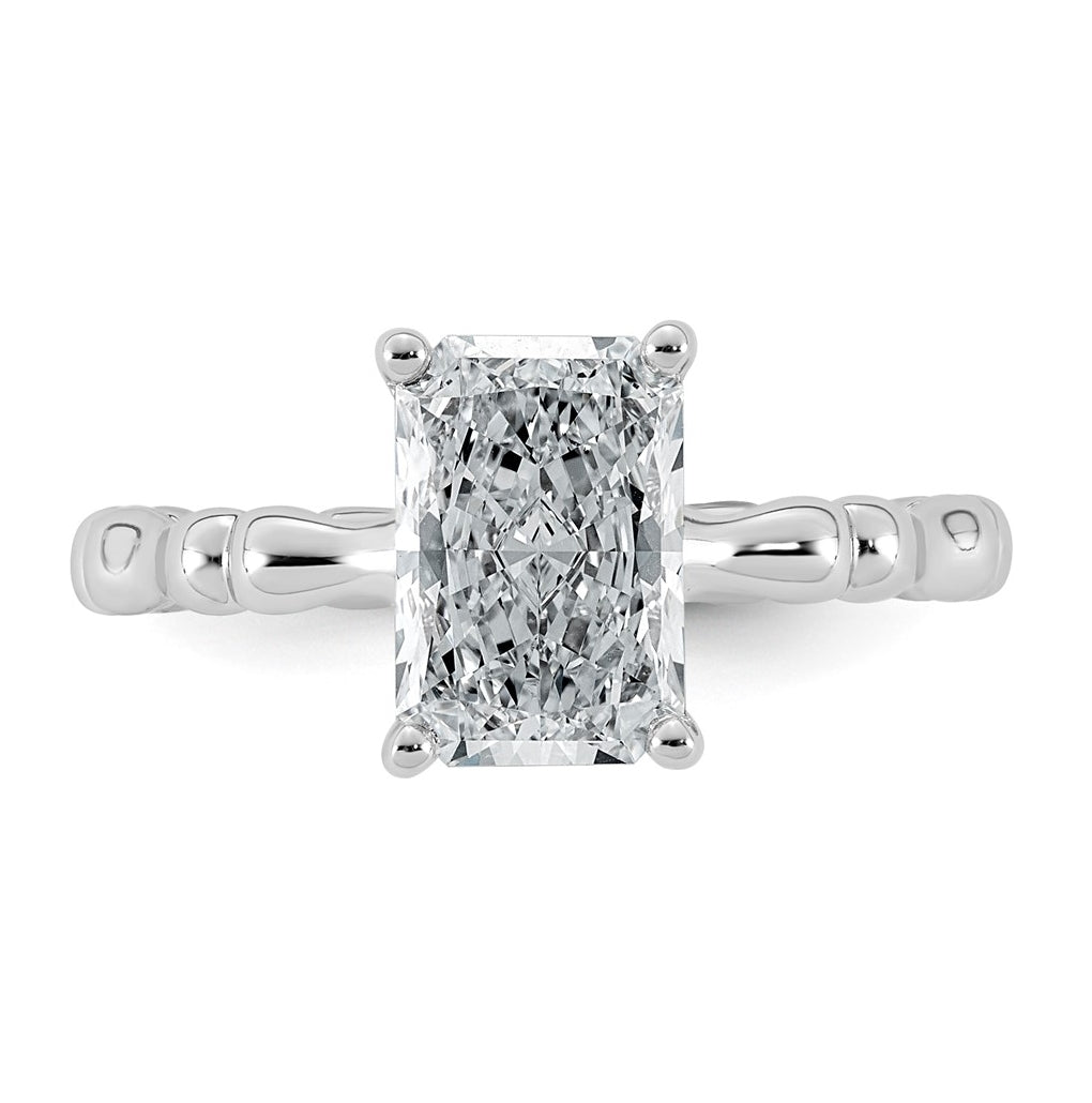 14K White Gold 2 1/8ct Certified Radiant Center Lab Grown Diamond VS+ F+ Ring