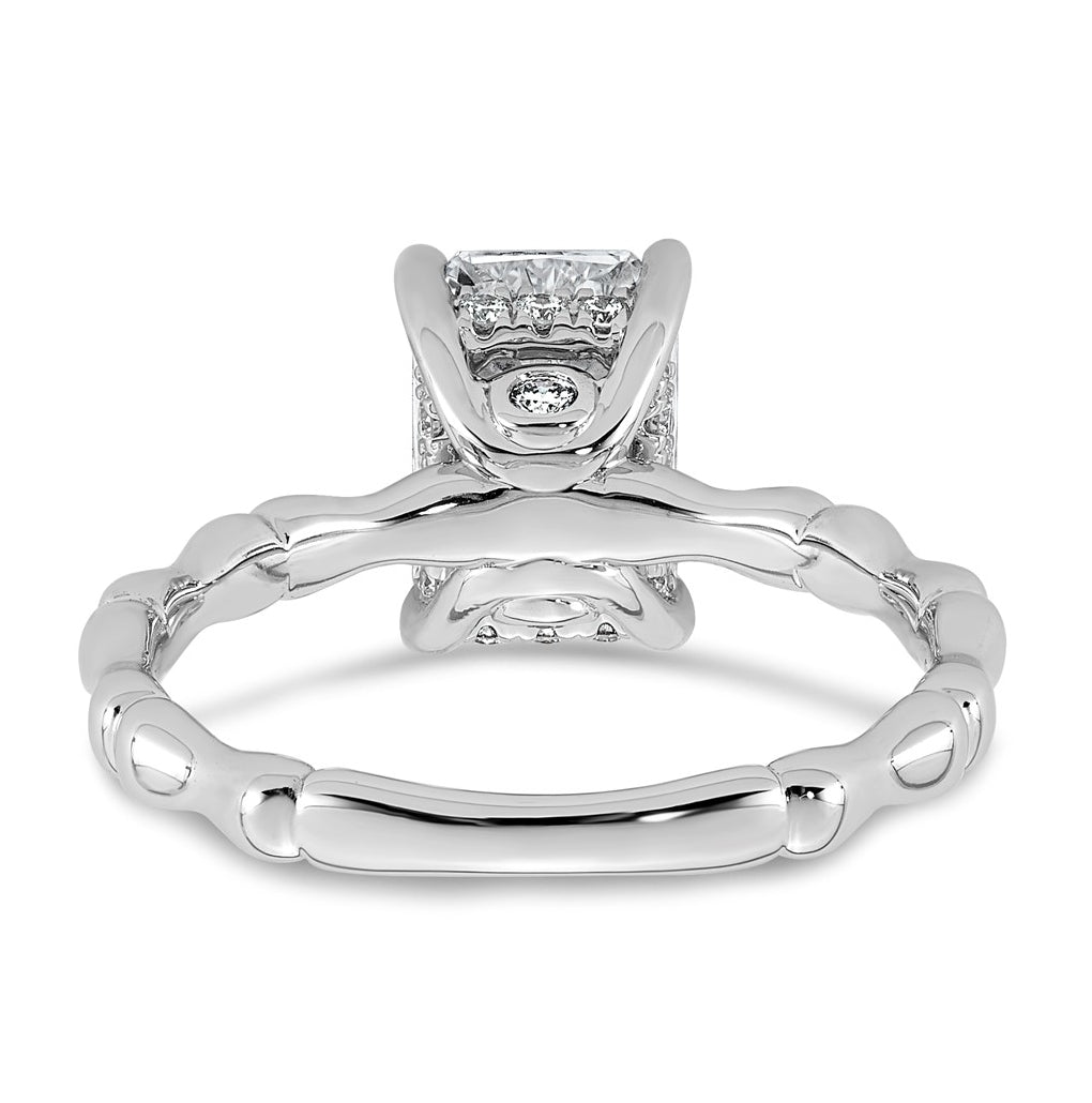 14K White Gold 2 1/8ct Certified Radiant Center Lab Grown Diamond VS+ F+ Ring