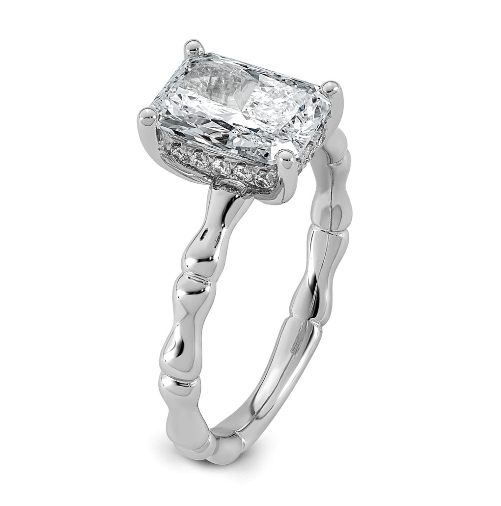 14K White Gold 2 1/8ct Certified Radiant Center Lab Grown Diamond VS+ F+ Ring