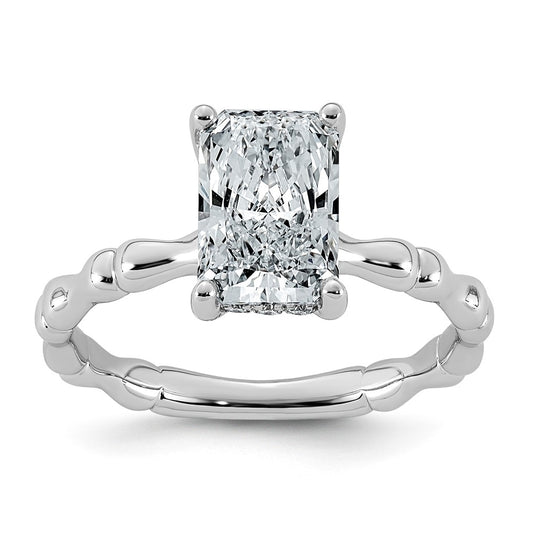 14K White Gold 2 1/8ct Certified Radiant Center Lab Grown Diamond VS+ F+ Ring