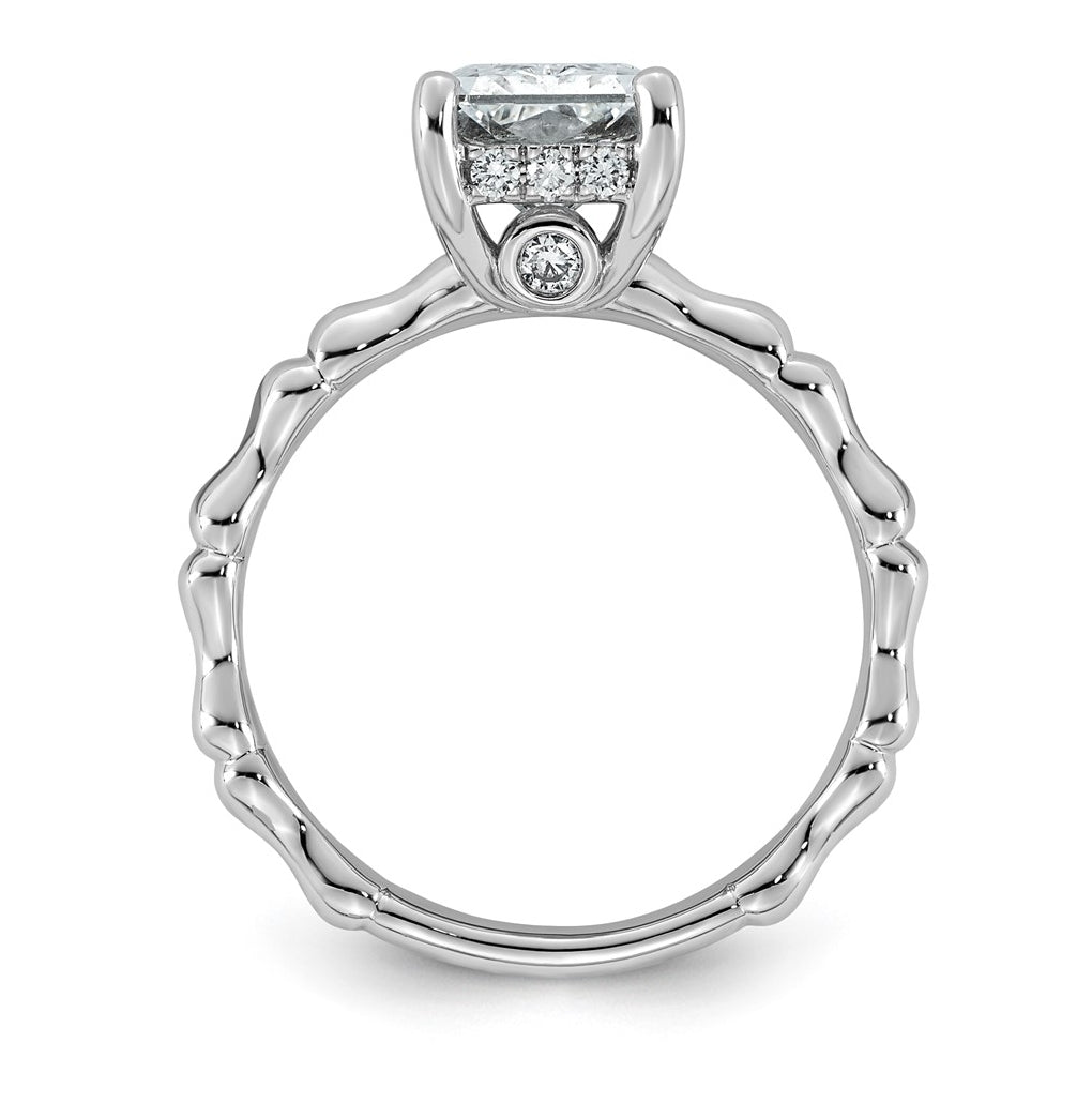 14K White Gold 2 3/4ct Certified Radiant Center Lab Grown Diamond VS+ F+ Ring