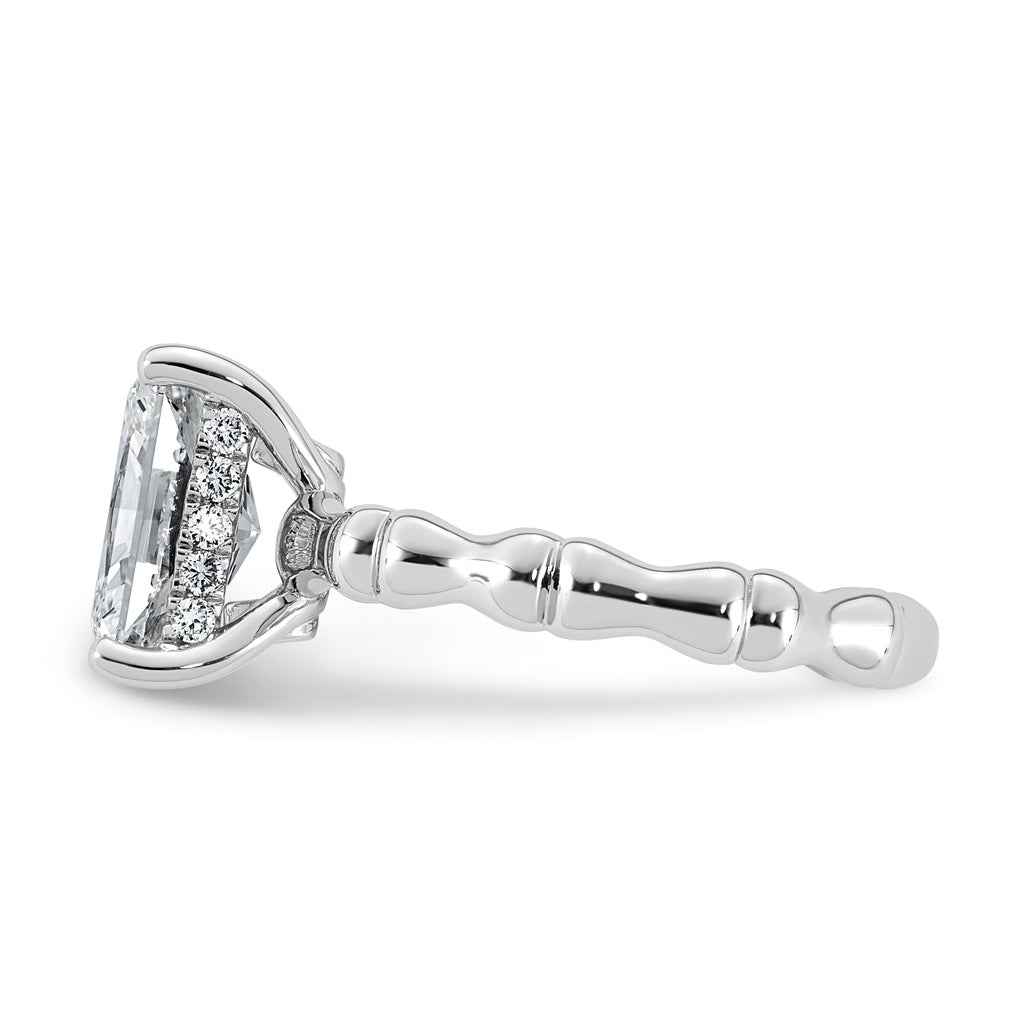 14K White Gold 2 3/4ct Certified Radiant Center Lab Grown Diamond VS+ F+ Ring
