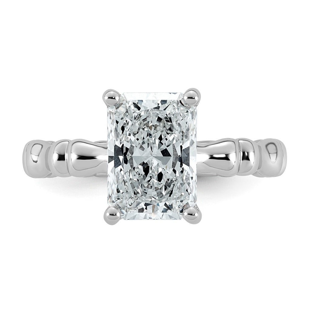14K White Gold 2 3/4ct Certified Radiant Center Lab Grown Diamond VS+ F+ Ring
