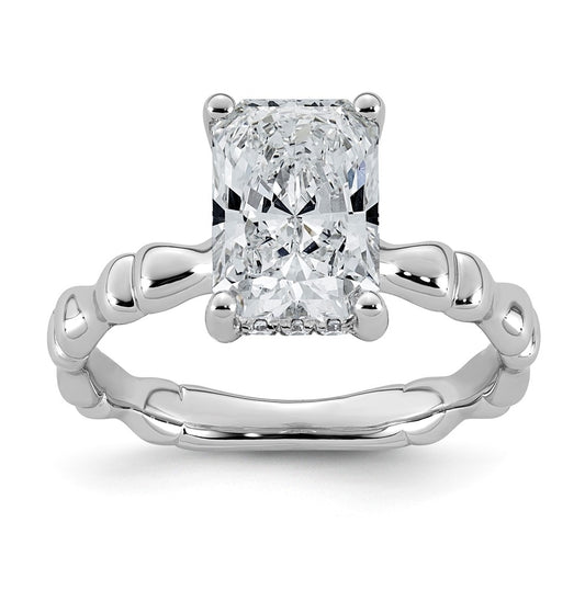 14K White Gold 2 3/4ct Certified Radiant Center Lab Grown Diamond VS+ F+ Ring