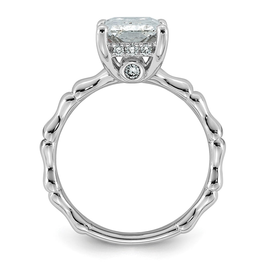 14K White Gold 3 1/5ct Certified Radiant Center Lab Grown Diamond VS+ F+ Ring