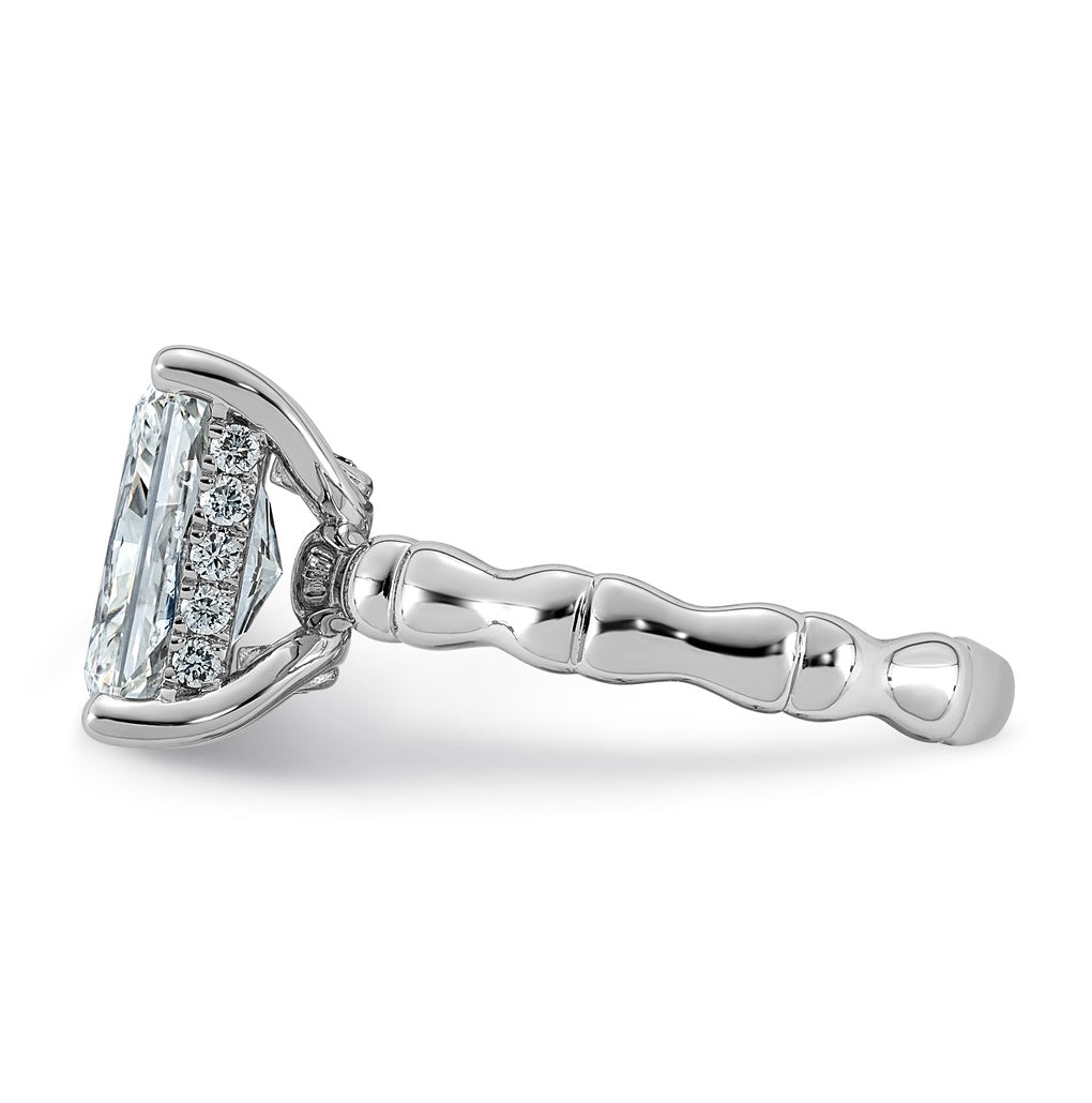 14K White Gold 3 1/5ct Certified Radiant Center Lab Grown Diamond VS+ F+ Ring