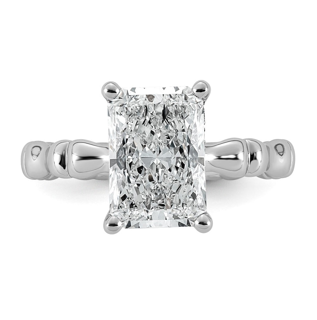 14K White Gold 3 1/5ct Certified Radiant Center Lab Grown Diamond VS+ F+ Ring