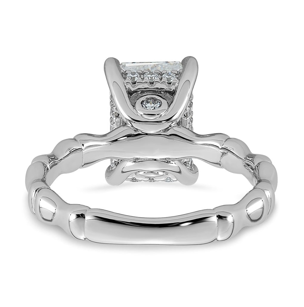 14K White Gold 3 1/5ct Certified Radiant Center Lab Grown Diamond VS+ F+ Ring