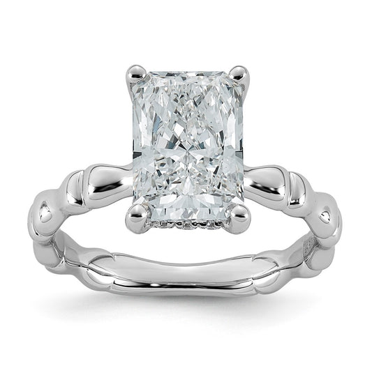 14K White Gold 3 1/5ct Certified Radiant Center Lab Grown Diamond VS+ F+ Ring