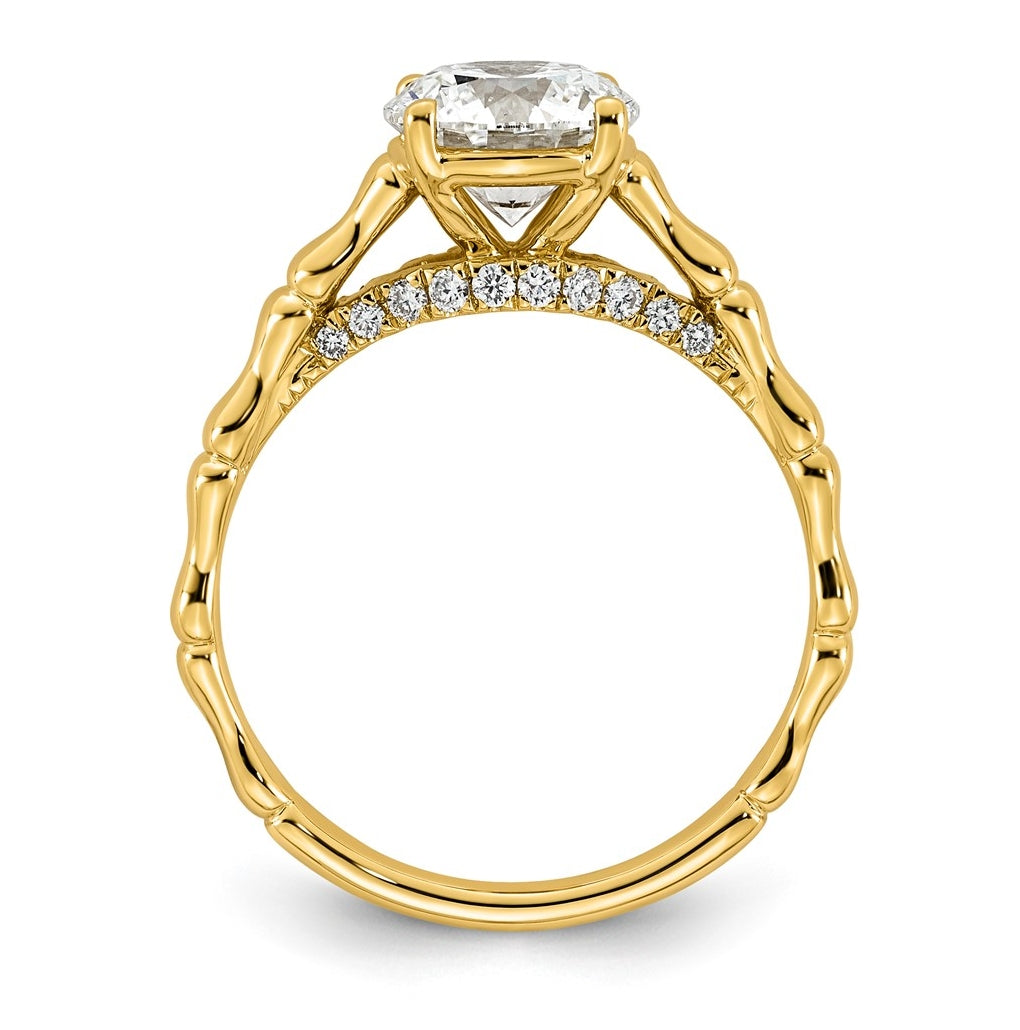 14K Yellow Gold 1 5/8ct Certified Round Center Lab Grown Diamond VS+ F+ Ring