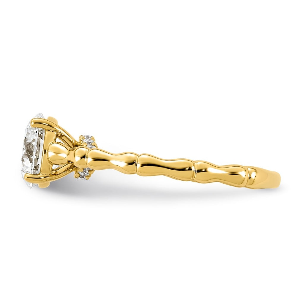 14K Yellow Gold 1 5/8ct Certified Round Center Lab Grown Diamond VS+ F+ Ring