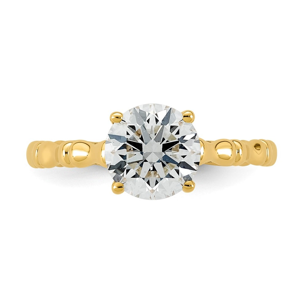 14K Yellow Gold 1 5/8ct Certified Round Center Lab Grown Diamond VS+ F+ Ring