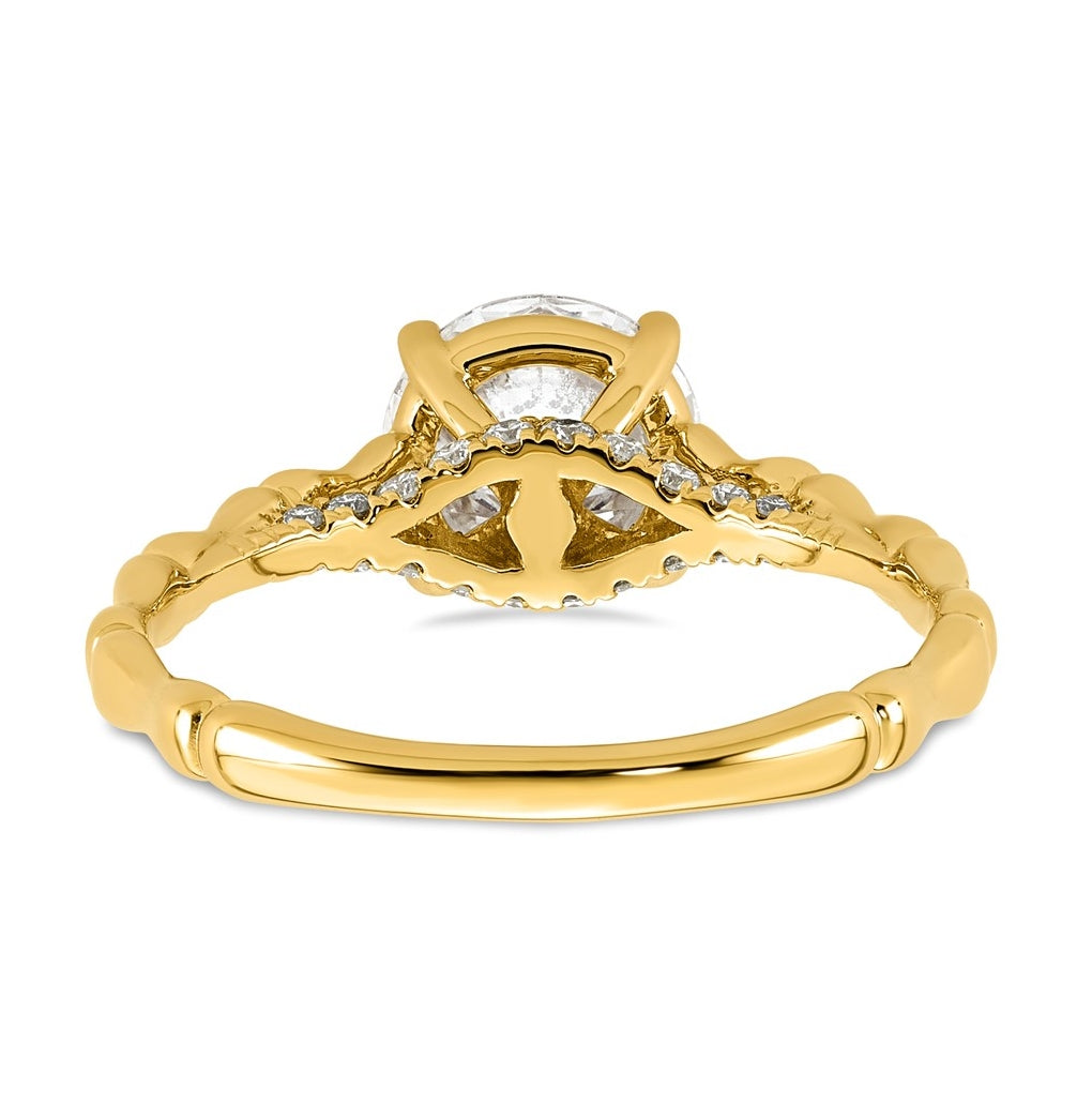 14K Yellow Gold 1 5/8ct Certified Round Center Lab Grown Diamond VS+ F+ Ring