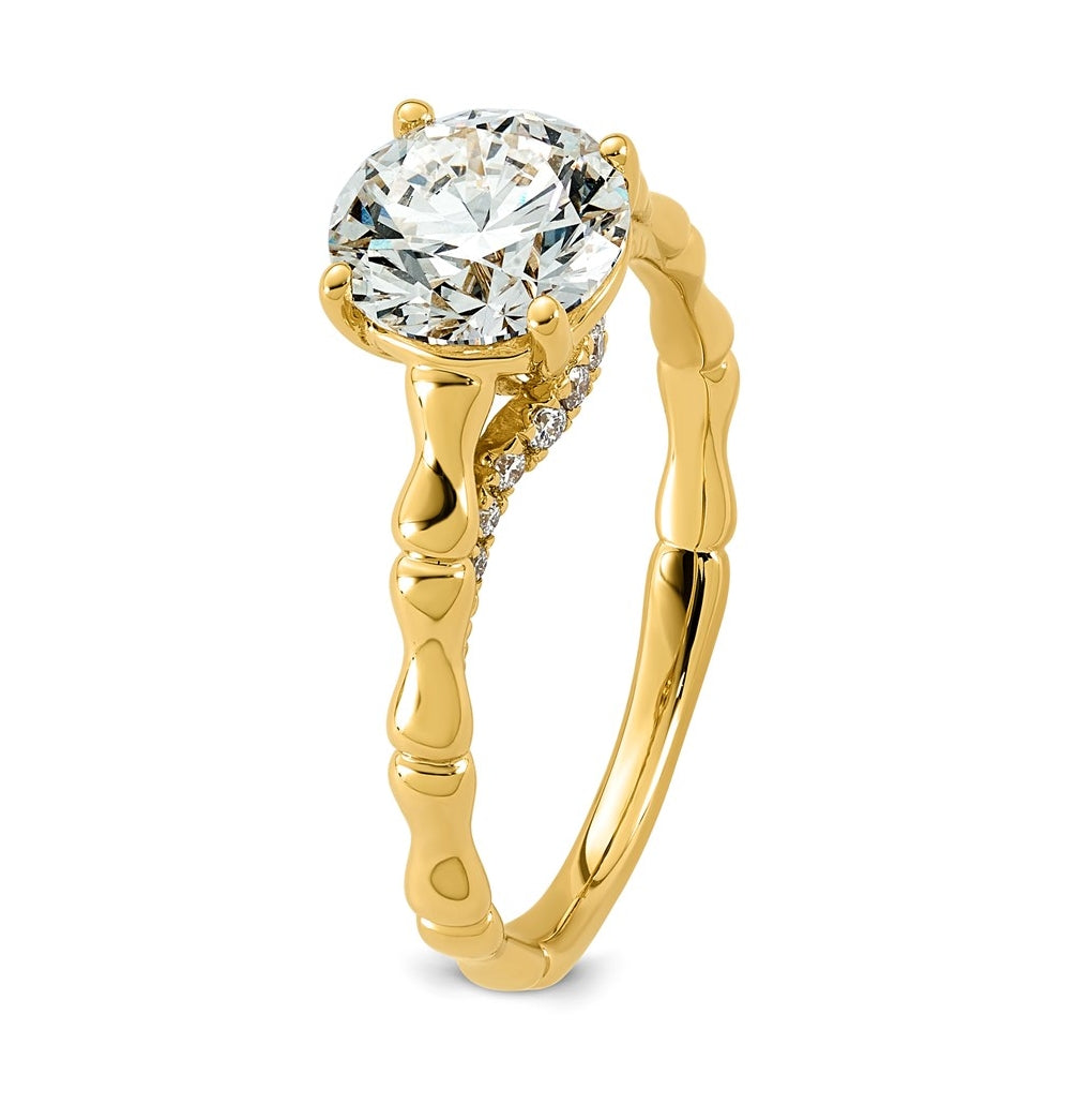 14K Yellow Gold 1 5/8ct Certified Round Center Lab Grown Diamond VS+ F+ Ring