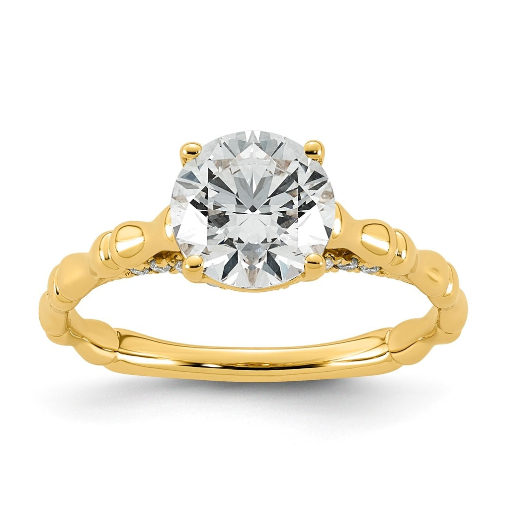 14K Yellow Gold 1 5/8ct Certified Round Center Lab Grown Diamond VS+ F+ Ring