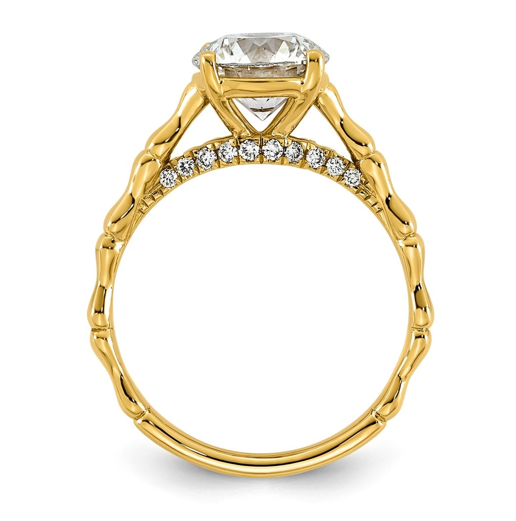 14K Yellow Gold 2 1/8ct Certified Round Center Lab Grown Diamond VS+ F+ Ring