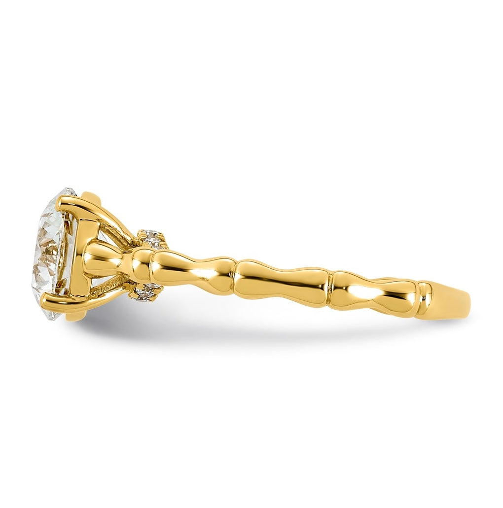 14K Yellow Gold 2 1/8ct Certified Round Center Lab Grown Diamond VS+ F+ Ring