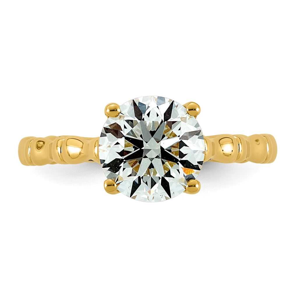 14K Yellow Gold 2 1/8ct Certified Round Center Lab Grown Diamond VS+ F+ Ring