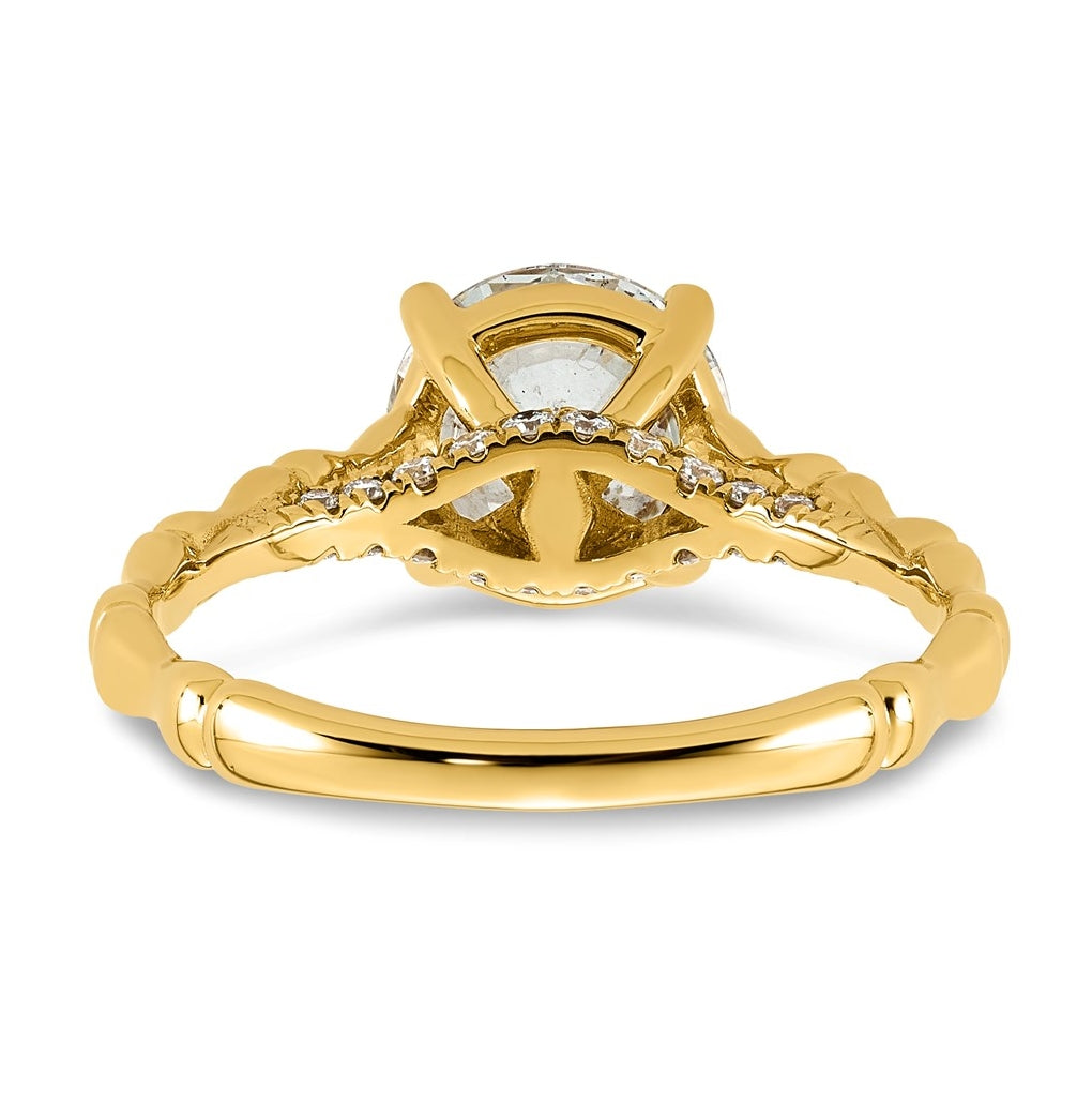14K Yellow Gold 2 1/8ct Certified Round Center Lab Grown Diamond VS+ F+ Ring