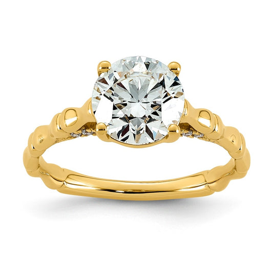 14K Yellow Gold 2 1/8ct Certified Round Center Lab Grown Diamond VS+ F+ Ring