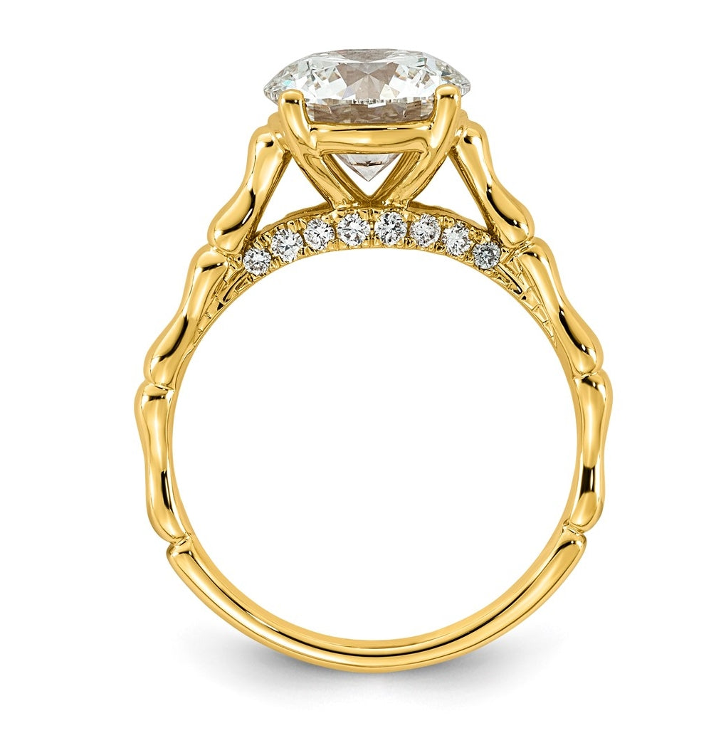14K Yellow Gold 2 5/8ct Certified Round Center Lab Grown Diamond VS+ F+ Ring
