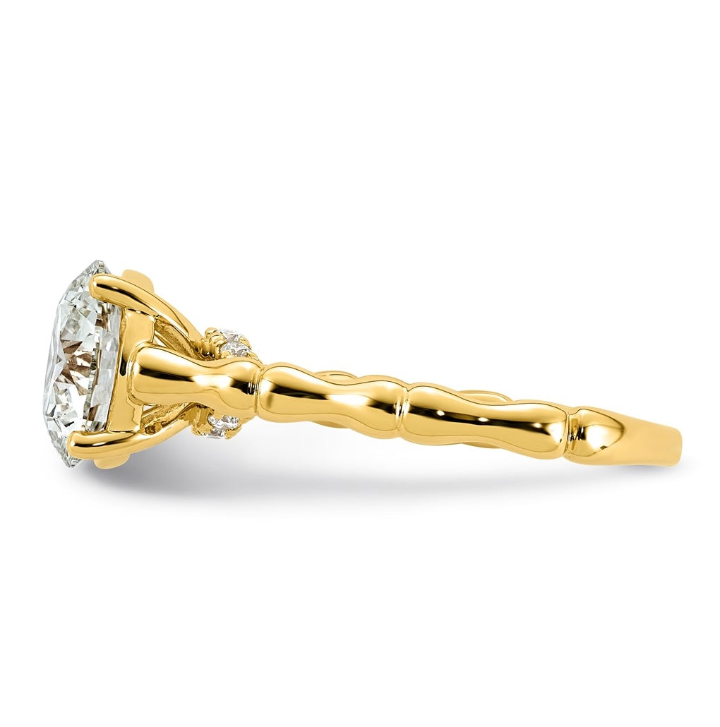 14K Yellow Gold 2 5/8ct Certified Round Center Lab Grown Diamond VS+ F+ Ring