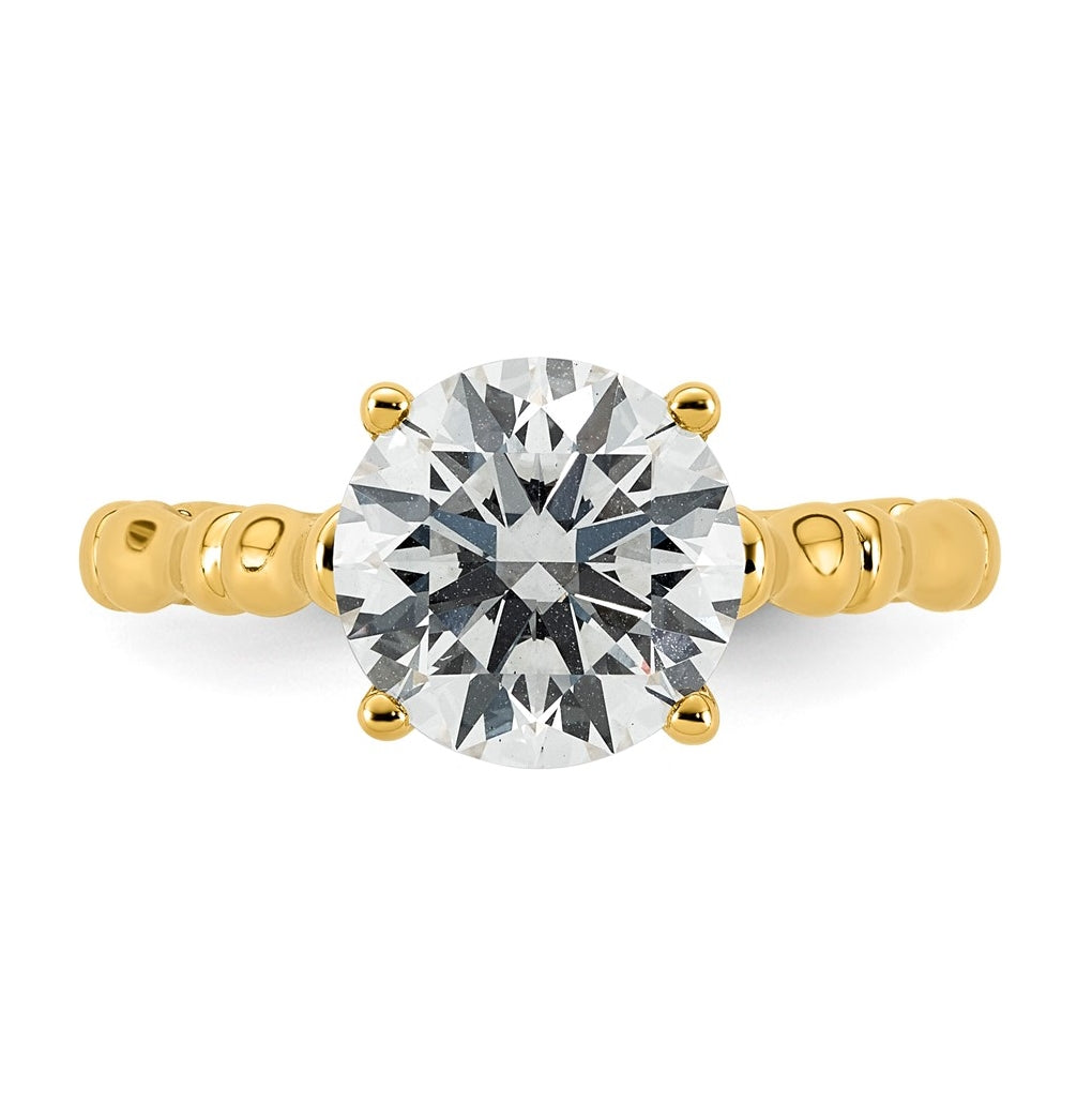 14K Yellow Gold 2 5/8ct Certified Round Center Lab Grown Diamond VS+ F+ Ring