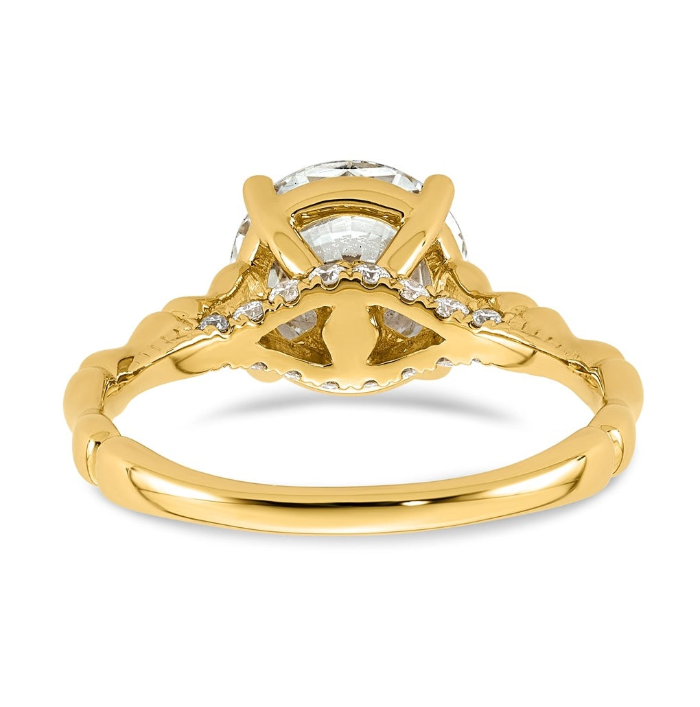 14K Yellow Gold 2 5/8ct Certified Round Center Lab Grown Diamond VS+ F+ Ring