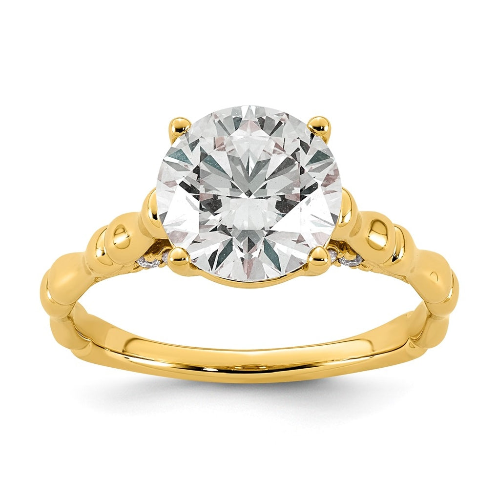 14K Yellow Gold 2 5/8ct Certified Round Center Lab Grown Diamond VS+ F+ Ring
