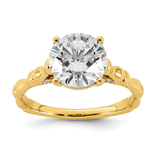 14K Yellow Gold 2 5/8ct Certified Round Center Lab Grown Diamond VS+ F+ Ring