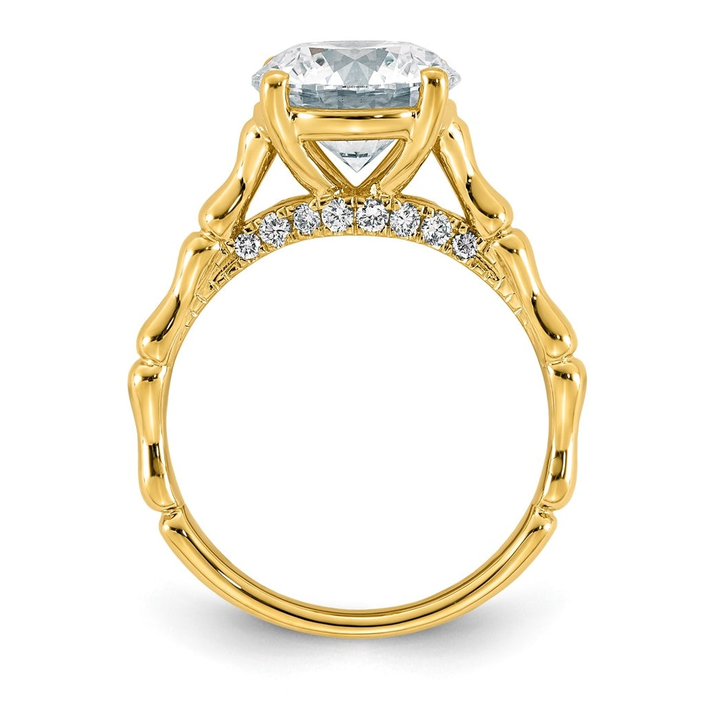 14K Yellow Gold 3 1/6ct Certified Round Center Lab Grown Diamond VS+ F+ Ring