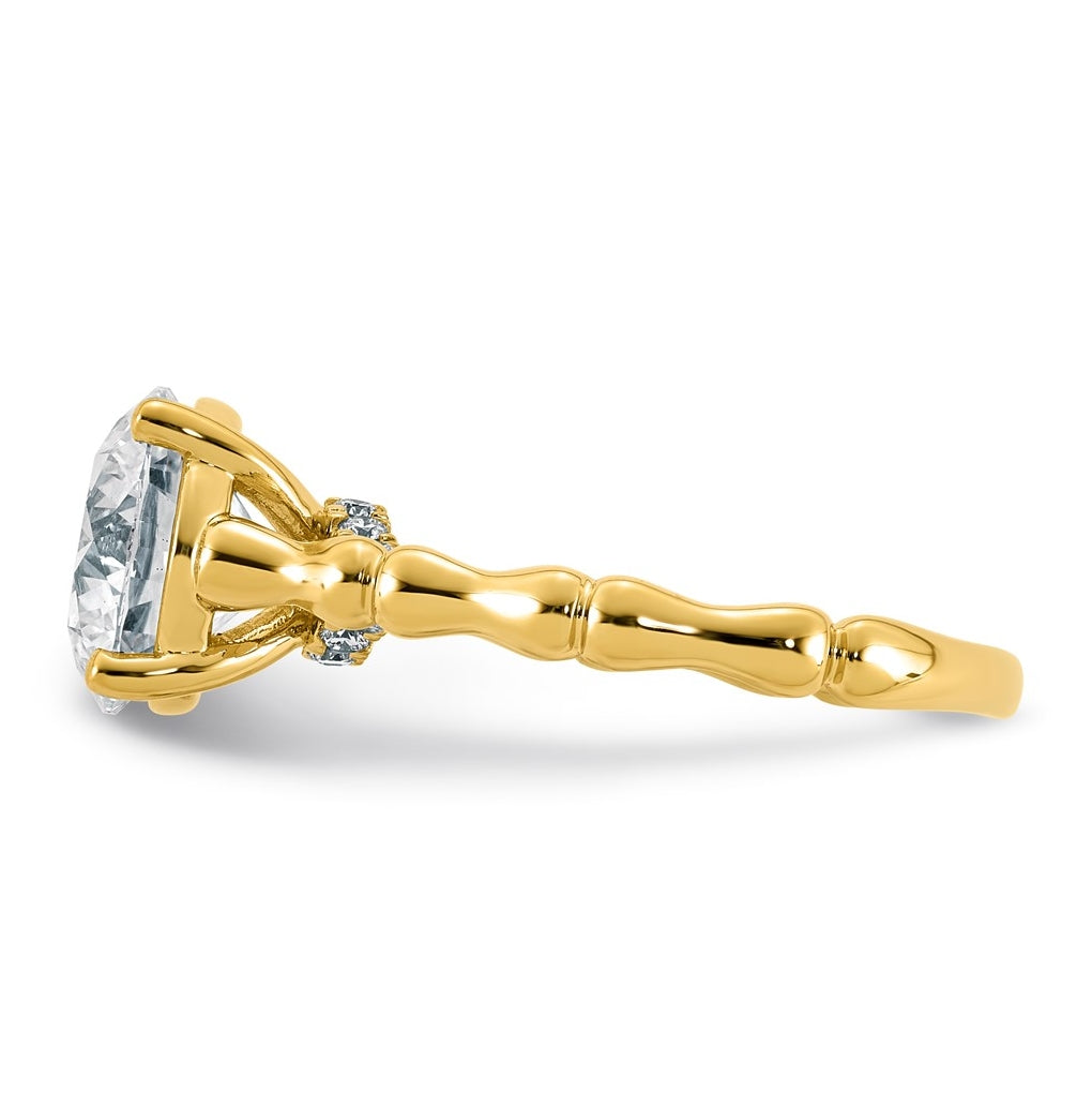 14K Yellow Gold 3 1/6ct Certified Round Center Lab Grown Diamond VS+ F+ Ring