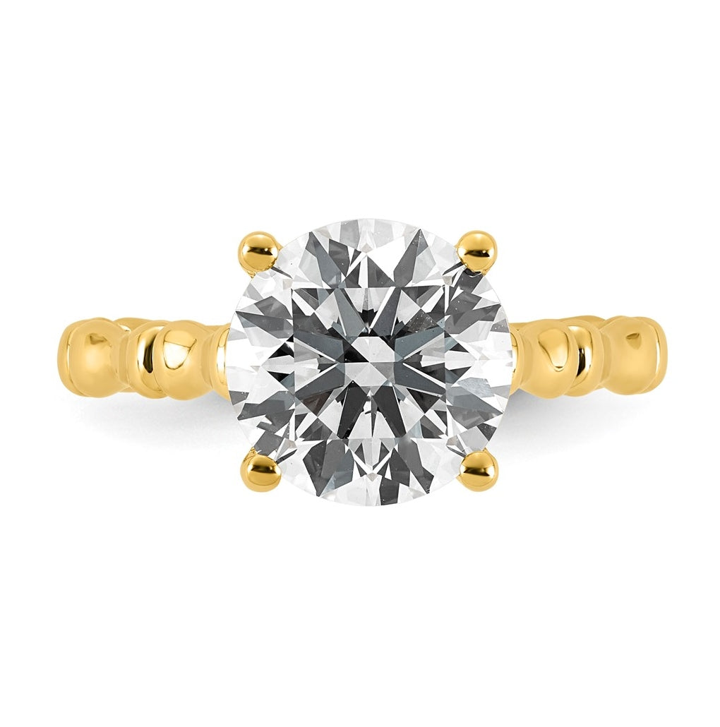 14K Yellow Gold 3 1/6ct Certified Round Center Lab Grown Diamond VS+ F+ Ring