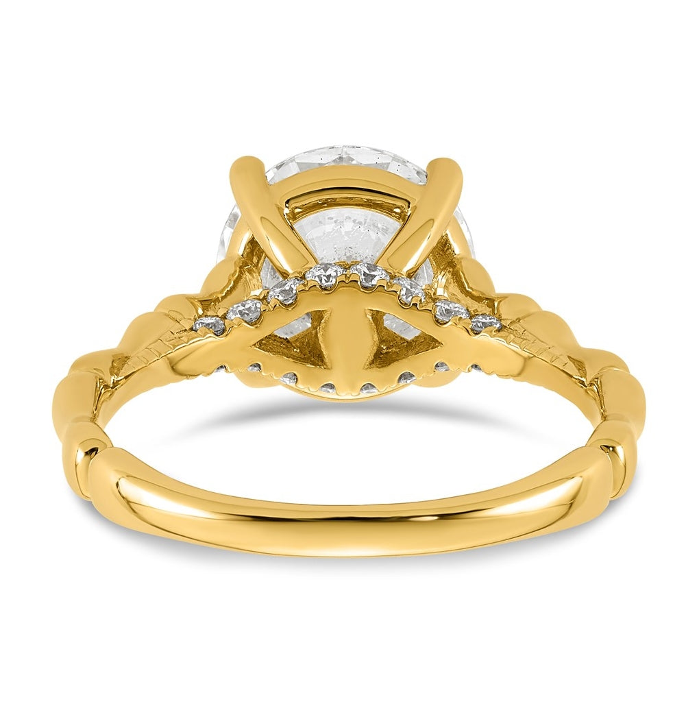 14K Yellow Gold 3 1/6ct Certified Round Center Lab Grown Diamond VS+ F+ Ring