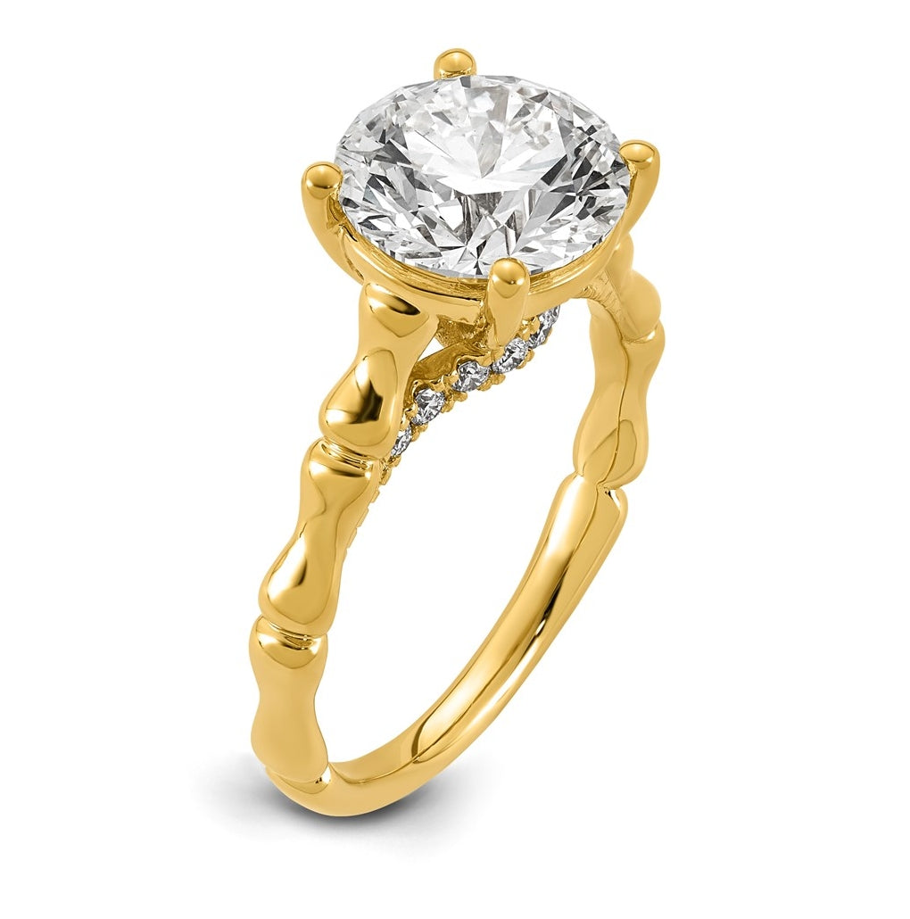 14K Yellow Gold 3 1/6ct Certified Round Center Lab Grown Diamond VS+ F+ Ring