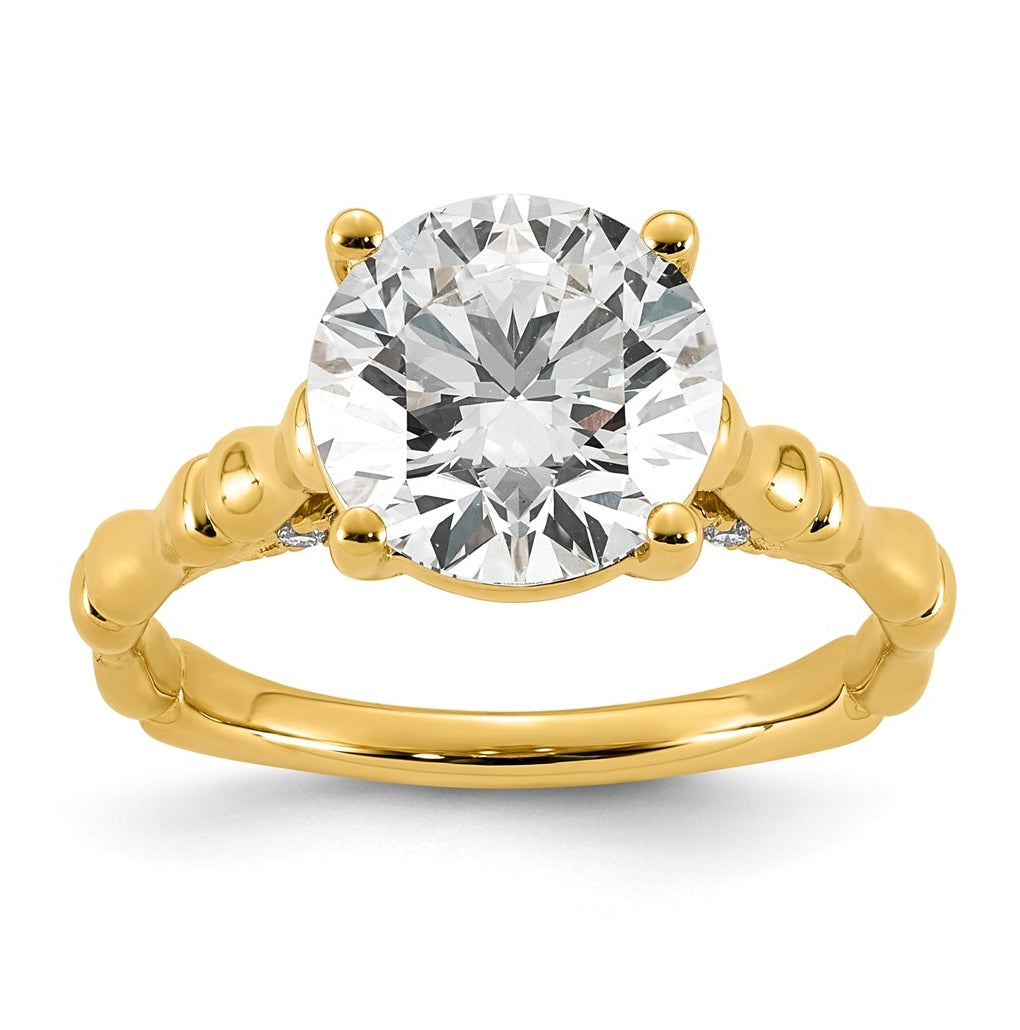 14K Yellow Gold 3 1/6ct Certified Round Center Lab Grown Diamond VS+ F+ Ring