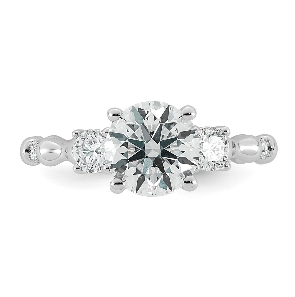 14K White Gold 1 7/8ct Certified Round Center Lab Grown Diamond VS+ F+ Ring
