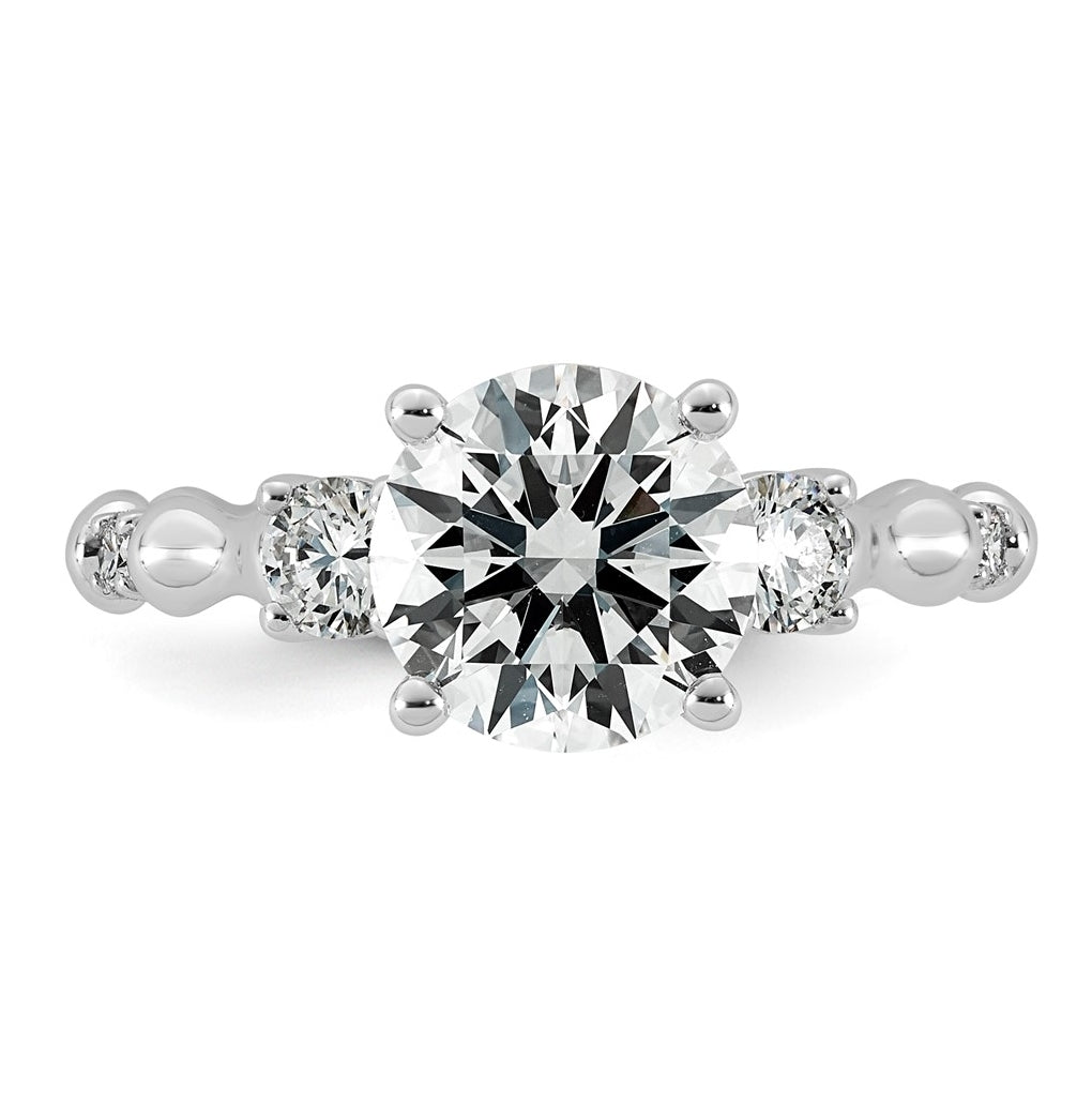 14K White Gold 2 3/8ct Certified Round Center Lab Grown Diamond VS+ F+ Ring