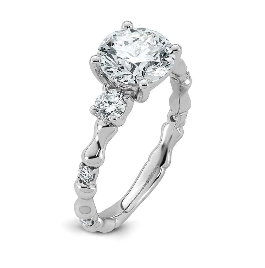 14K White Gold 2 3/8ct Certified Round Center Lab Grown Diamond VS+ F+ Ring