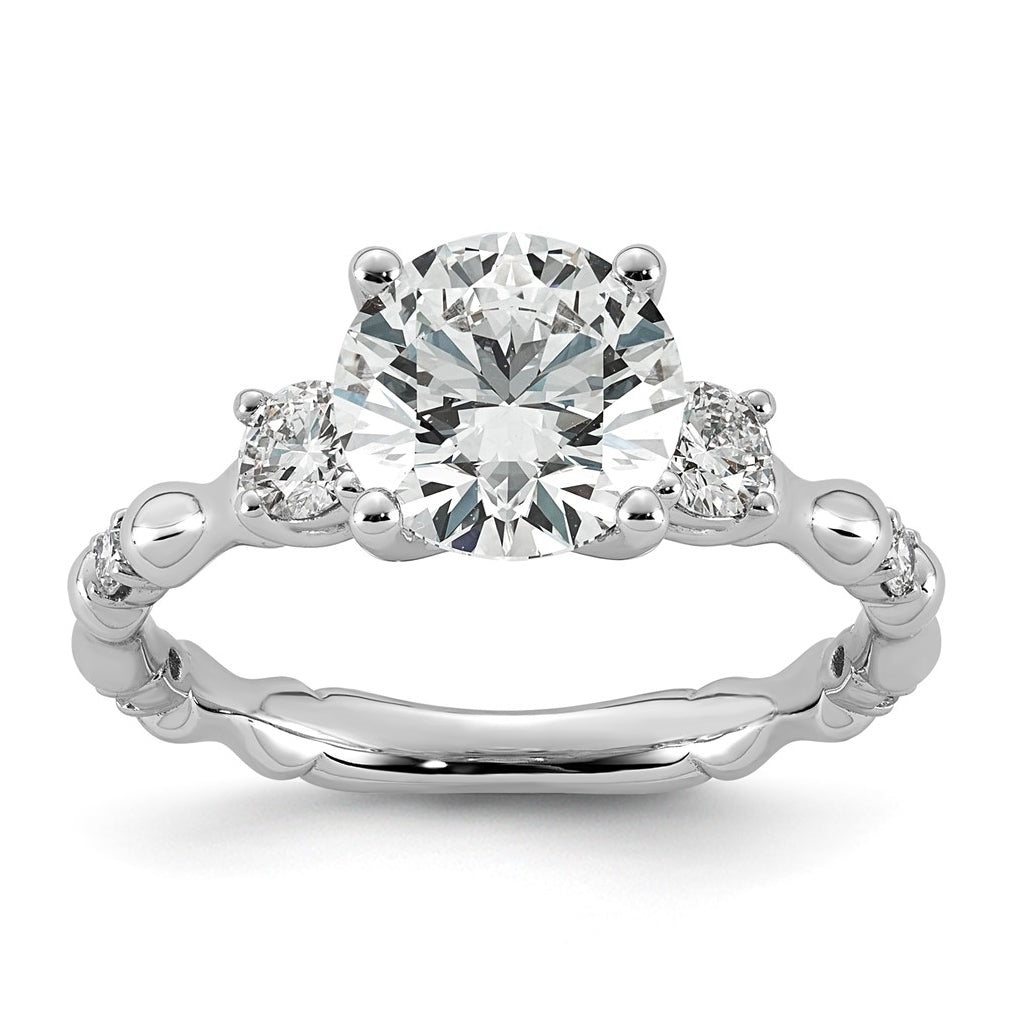 14K White Gold 2 3/8ct Certified Round Center Lab Grown Diamond VS+ F+ Ring