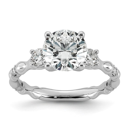 14K White Gold 2 3/8ct Certified Round Center Lab Grown Diamond VS+ F+ Ring