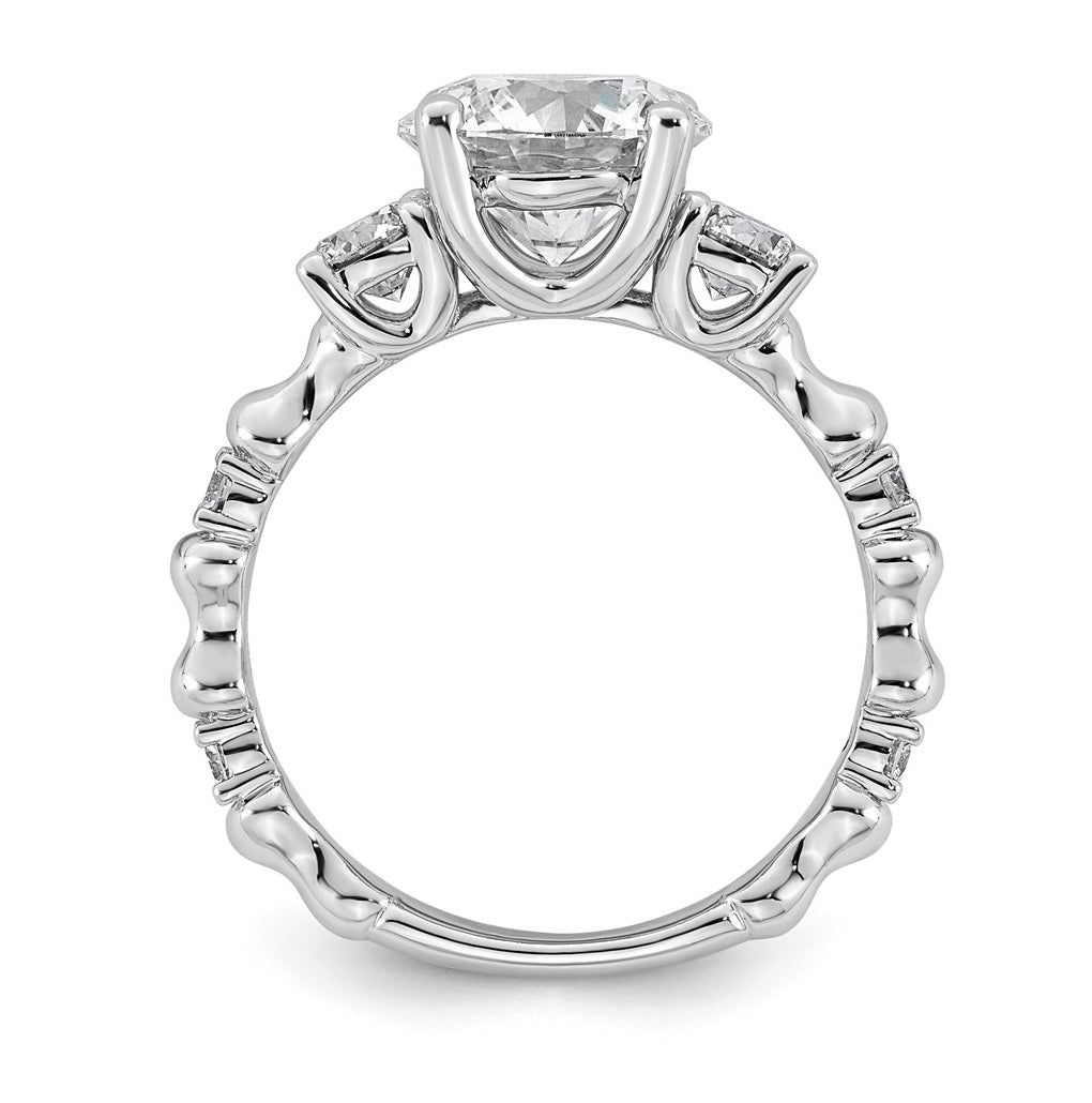 14K White Gold 3 1/6ct Certified Round Center Lab Grown Diamond VS+ F+ Ring