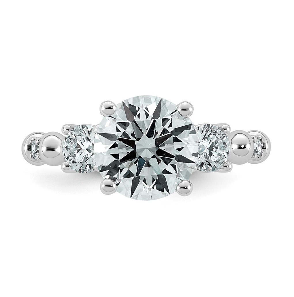 14K White Gold 3 1/6ct Certified Round Center Lab Grown Diamond VS+ F+ Ring