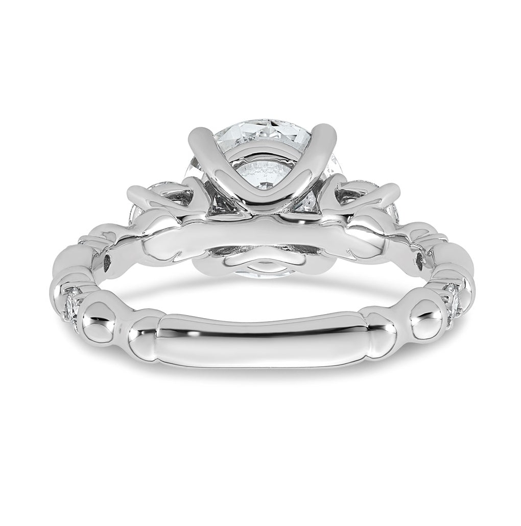 14K White Gold 3 1/6ct Certified Round Center Lab Grown Diamond VS+ F+ Ring