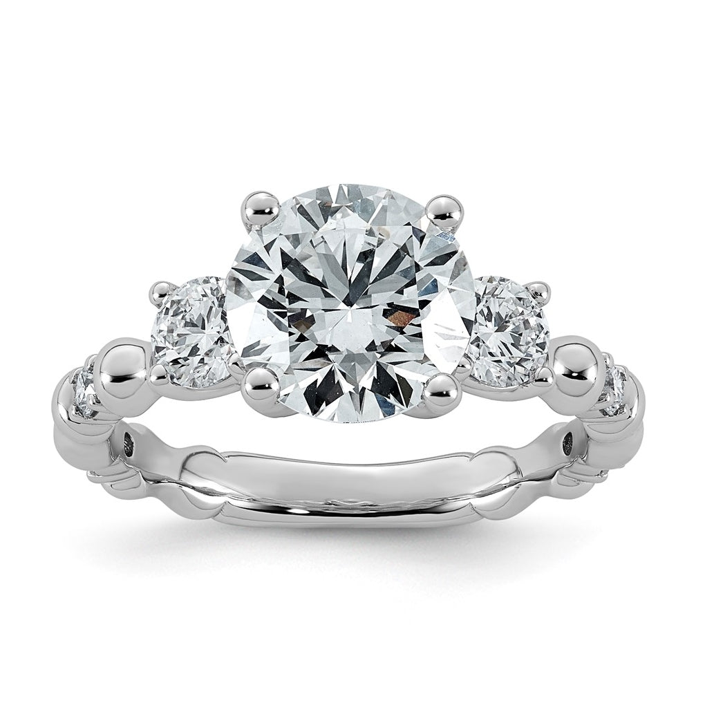 14K White Gold 3 1/6ct Certified Round Center Lab Grown Diamond VS+ F+ Ring