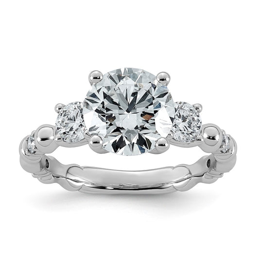 14K White Gold 3 1/6ct Certified Round Center Lab Grown Diamond VS+ F+ Ring