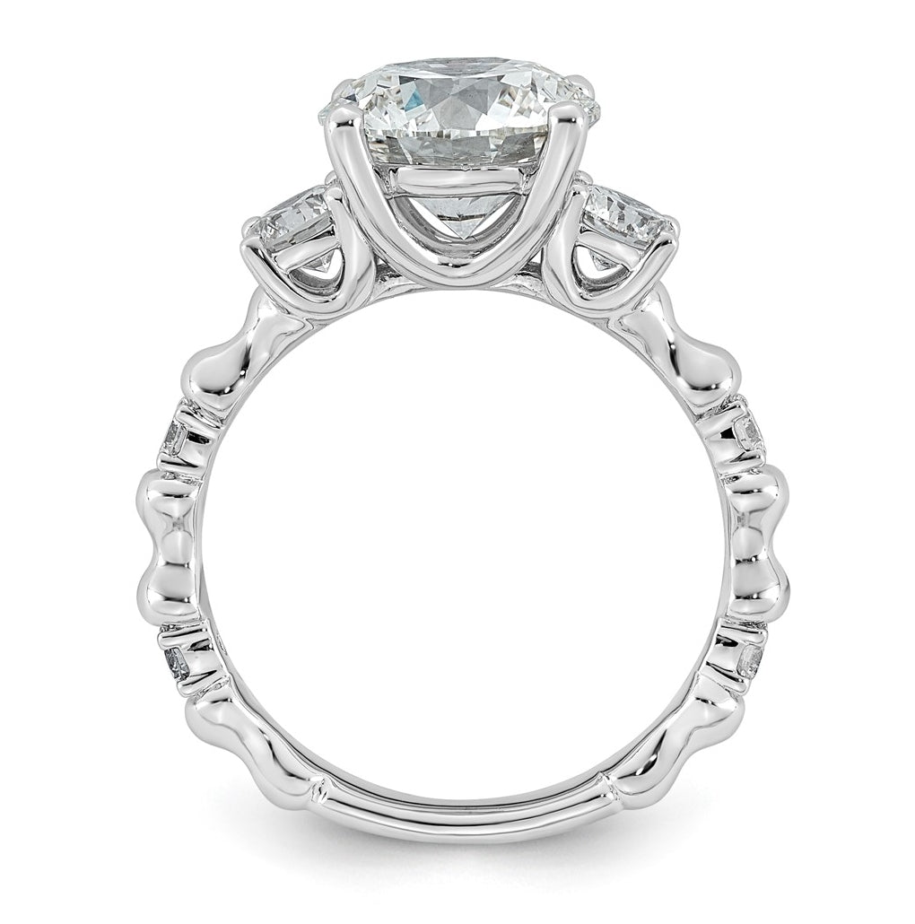 14K White Gold 3 5/8ct Certified Round Center Lab Grown Diamond VS+ F+ Ring